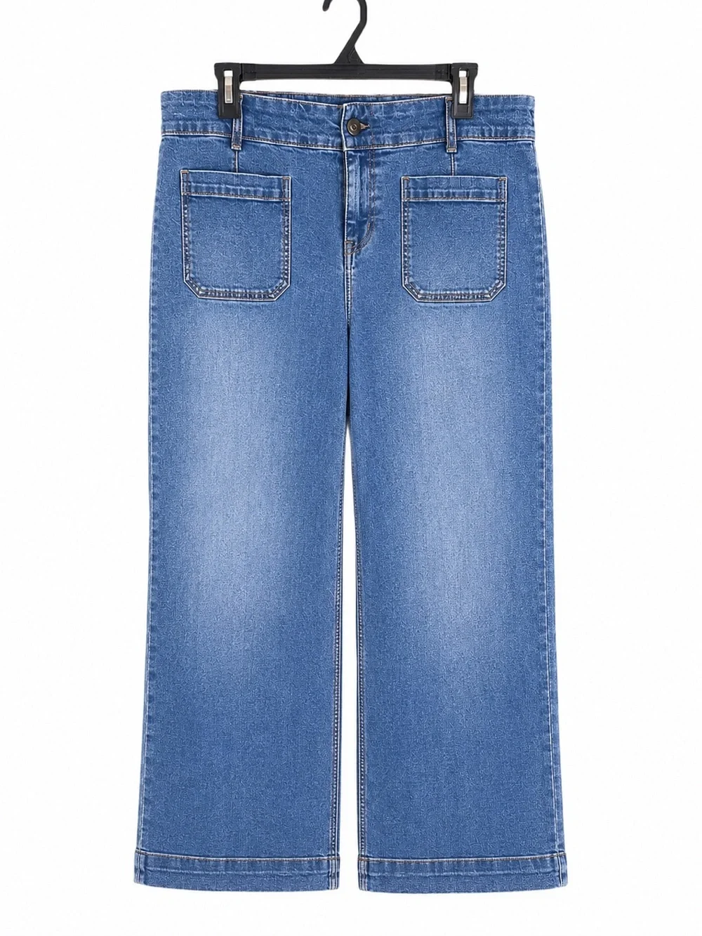 Bagatelle Women’s Plus Size 22W High-Rise Cropped Wide Leg Jeans Medium Wash - Picture 2 of 12